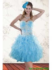 Custom Made Appliques and Ruffles Baby Blue Sweet 15 Dresses