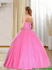 Custom Made Beadings 2015 Quinceanera Dress in Pink