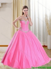 Custom Made Beadings 2015 Quinceanera Dress in Pink