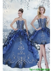 Custom Made Embroidery and Beading Blue Quince Dresses for 2015