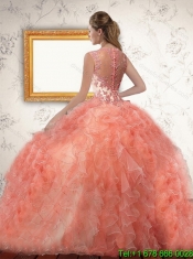 Custom Made Orange Red Quinceanera Dress with Appliques and Ruffles