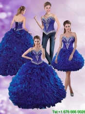 Custom Made Royal Blue 2015 Elegant Quinceanera Dresses with Beading and Ruffles