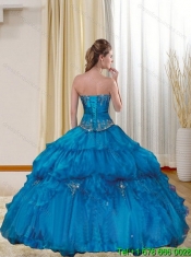 Custom Made Strapless Red Quinceanera Dresses with Beading and Ruffles for 2015
