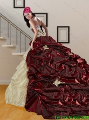 Custom Made Sweep Train Multi Color Quinceanera Dresses with Appliques and Pick Ups