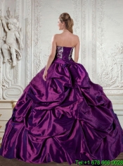 Floor Length Strapless Embroidery and Pick Up QuinceaneraGown for 2015
