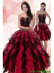 Multi Color Sweetheart Sweet 15 Dresses with Ruffles and Beading for 2015
