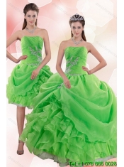 New Styles 2015 Pick Ups and Beading Quince Gowns in Spring Green