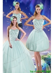 New Styles Apple Green Strapless 2015 Quinceanera Dresses with Beading