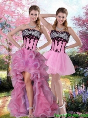 New Styles High Low Zebra Printed Prom Dress with Pick Ups and Appliques