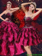 New Styles Multi Color Sweetheart Quince Dresses with Beading and Ruffles