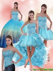 New Styles Multi Color Sweetheart Quinceanera Dress with Ruffles and Beading