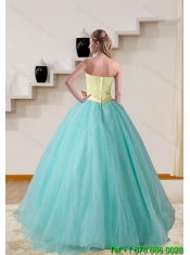 New Styles Strapless Multi Color 2015 Elegant Quinceanera Gown with Bowknot