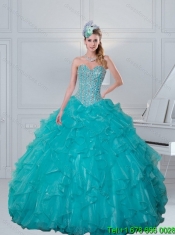 New Styles Sweetheart Beaded 2015 Quinceanera Dresses in Turquoise