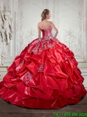 Pretty 2015 Red Quinceanera Dresses with Pick ups and Appliques