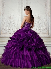 Pretty Ball Gown Strapless Quinceanera Dress with Embroidery and Ruffles