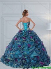Pretty Multi Color Quinceanera Gown with Hand Made Flower and Pick Ups