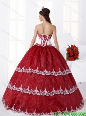 Pretty Multi Color Strapless Quinceanera Dress with Embroidery