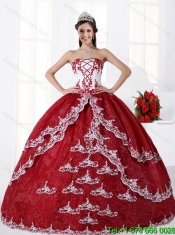 Pretty Multi Color Strapless Quinceanera Dress with Embroidery