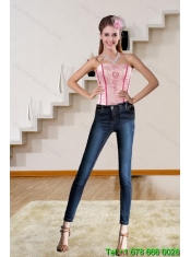 Pretty Pink Strapless 2015 Quinceanera Dresses with Embroidery and Ruffles