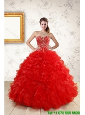 Pretty Red Quince Dresses With Beading and Ruffles for 2015