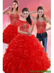 Pretty Red Quince Dresses With Beading and Ruffles for 2015