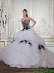 Pretty Sweetheart Quinceanera Dresses with Appliques and Brush Train