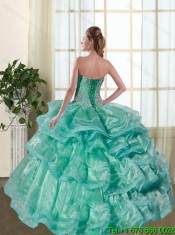 Pretty Turquoise Sweetheart Quinceanera Dresses with Beading and Ruffles for 2015
