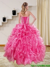 Sophisticated Hot Pink Sweet 16 Dresses with Beading and Ruffles