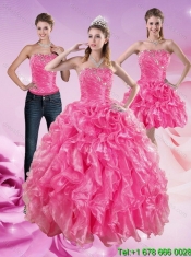 Sophisticated Hot Pink Sweet 16 Dresses with Beading and Ruffles