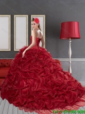 Sturning 2015 Sweetheart Wine Red Quinceanera Dresses with Pick Ups and Appliques