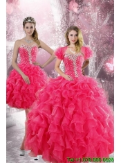 Trendy 2015 Hot Pink Quinceanera Dresses with Beading and Ruffles
