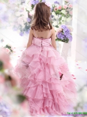 2015 Adorable Baby Pink Little Girl Pageant Dress with Hand Made Flowers and Ruffles
