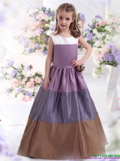 2015 Adorable Multi Color Scoop Little Girl Pageant Dress with Bownot
