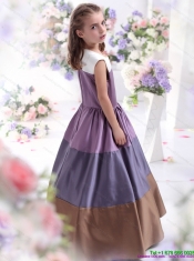 2015 Adorable Multi Color Scoop Little Girl Pageant Dress with Bownot