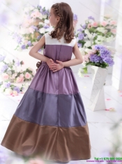 2015 Adorable Multi Color Scoop Little Girl Pageant Dress with Bownot