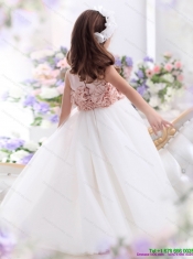 2015 Adorable Scoop Little Girl Pageant Dress with Hand Made Flowers