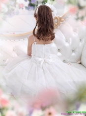 2015 Adorable White Spaghetti Straps Little Girl Pageant Dresses with Flowers and Ruffles