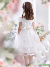 2015 Scoop Adorable White Little Girl Pageant Dresses with Bowknot and Ruffles