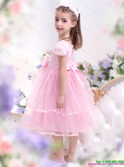 Adorable Bownot and Appliques 2015 Little Girl Pageant Dresses in Rose Pink