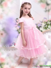 Adorable Bownot and Appliques 2015 Little Girl Pageant Dresses in Rose Pink