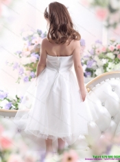 Adorable Halter Top White Mini Length Little Girl Pageant Dress with Hand Made Flower