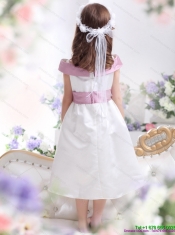 Adorable Off The Shoulder White Little Girl Pageant Dresses with Flower and Bowknot