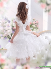Adorable Ruffled Layers White 2015 Little Girl Pageant Dress with Hand Made Flower