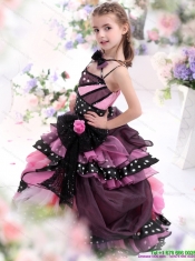 Multi Color Ruffled 2015 Adorable Little Girl Pageant Dress with Bownot and Hand Made Flower