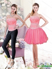 2015 Detachable A Line Strapless Beading Prom Dress in Watermelon