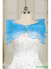 2015 Detachable Aqua Blue Strapless Short Prom Dresses with Beading
