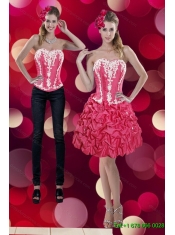 2015 Detachable Embroidery and Pick Ups Sweetheart Prom Dress in Coral Red