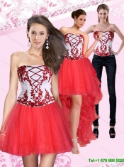 2015 Detachable New Style Strapless Multi Color Short Prom Dresses with Embroidery