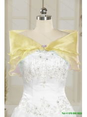 2015 Detachable Strapless Beading and Pick Ups Prom Dress in Yellow