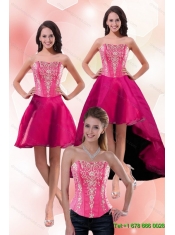 2015 Detachable Strapless Knee Length Prom Dress with Appliques